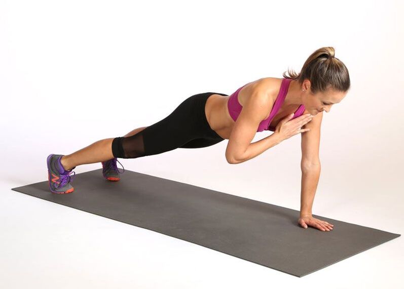 plank with alternating touches on the shoulders